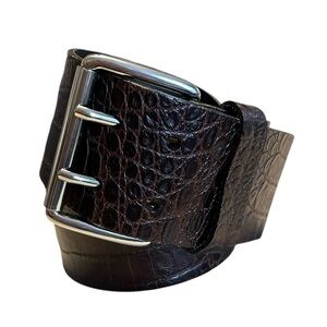 Banana Republic Brown Croc Embossed Wide Leather Belt 
Size Medium